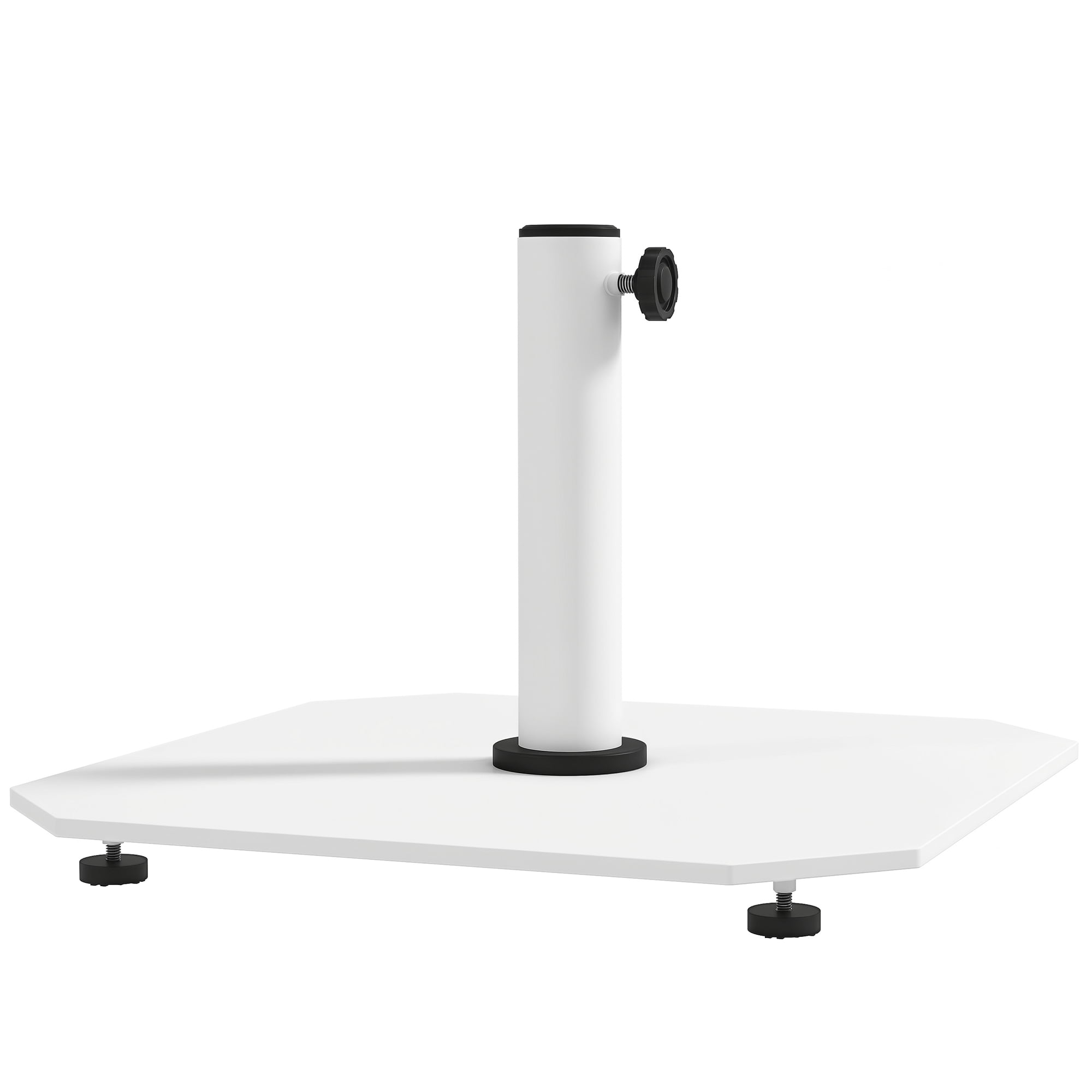 Outsunny Square Patio Umbrella Base, 41 lbs Metal Umbrella Stand Base with Adjustable Pads, Patio Umbrella Holder for 1.3"/1.5"/1.9" Poles, White
