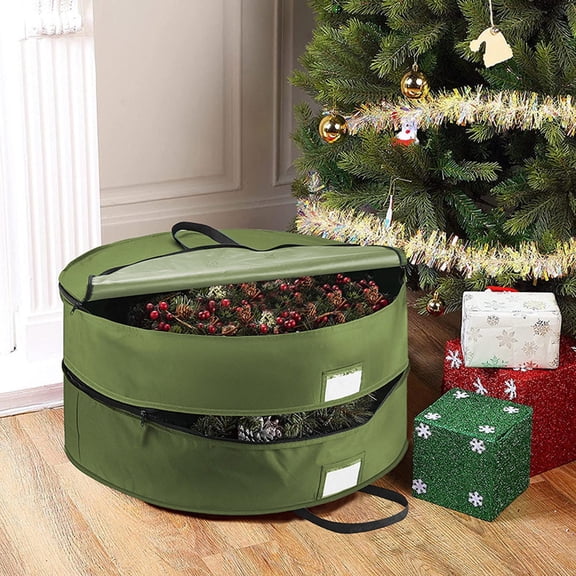 WXLCISI Wreath Storage Container， Stacking Christmas Wreath Storage Bags With Zipper And Handles Holiday Wreaths Storage Holder