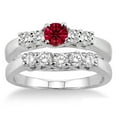 thumbnail image 2 of 2 Carat Red Ruby Five Stone Moissanite Diamond Bridal Set on 10k White Gold, 2 of 2