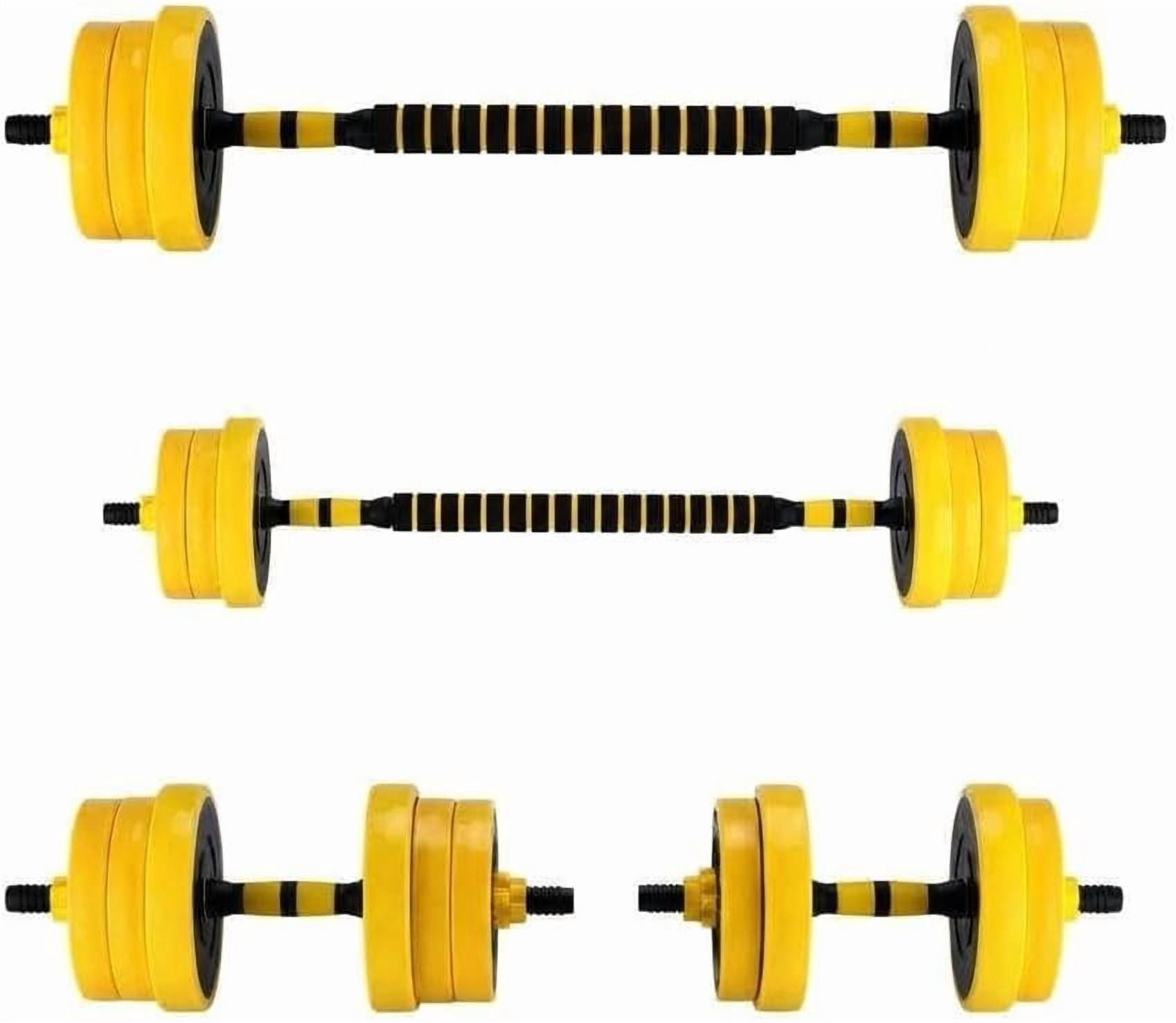 Acekid 2-in-1 Adjustable Dumbbell Set 33 LBS, Multifunctional Free Weight as Barbell, Home Gym, Yellow