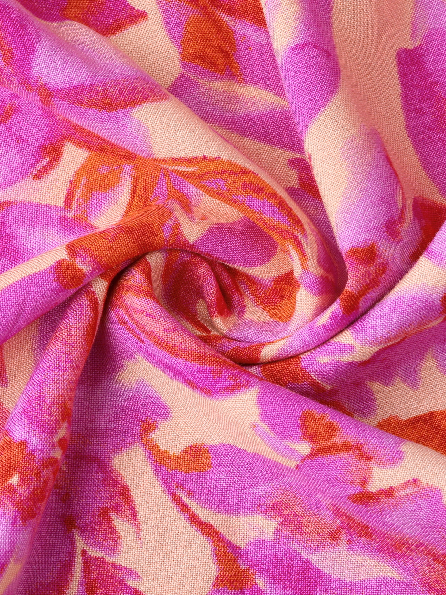 DARING DIVA V Neck Smocked Ruffle Tiered Maxi Dress L Hot Pink