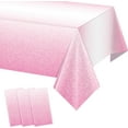 thumbnail image 1 of 3 Piece Gradient Pink Plastic Tablecloths for Parties,Gradient Light Pink Glitter Disposable Tablecloths for Rectangular Tables,Light Pink 54x108, 1 of 5