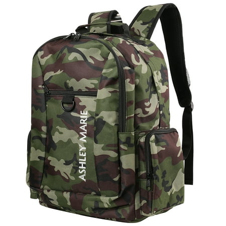 Ashley Marie Camouflage Backpack with Laptop Compartment Fits up to 15 Inch Laptop