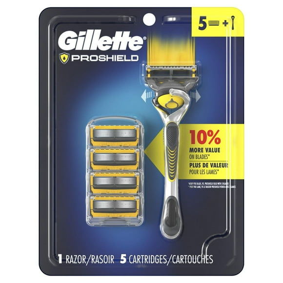 Gillette ProGlide Shield Razor for Men, 1 Razor Handle, 5 Razor Refills, 5 Blade Mens’s Razor with Precision Trimmer, 0MX