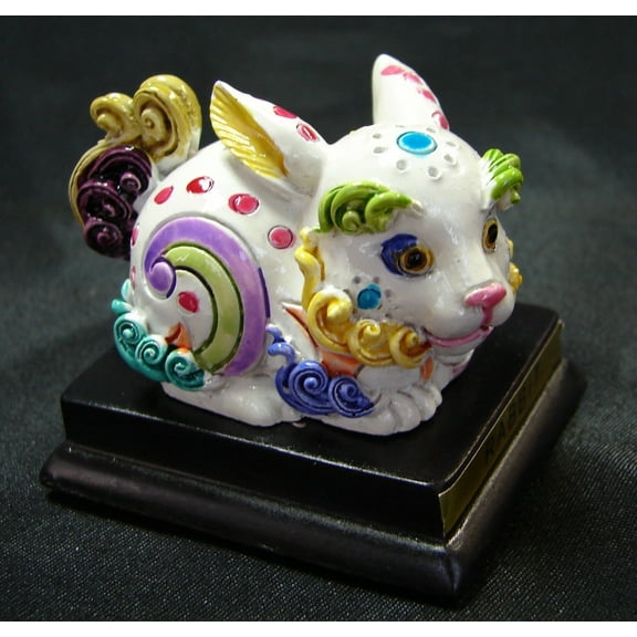 White Rabbit Statue with Colorful Pictures