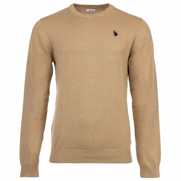 U.S. POLO ASSN. Jersey de punto para hombre - Cuello redondo, logotipo bordado, algodón Beige 2XL (XX-Large)