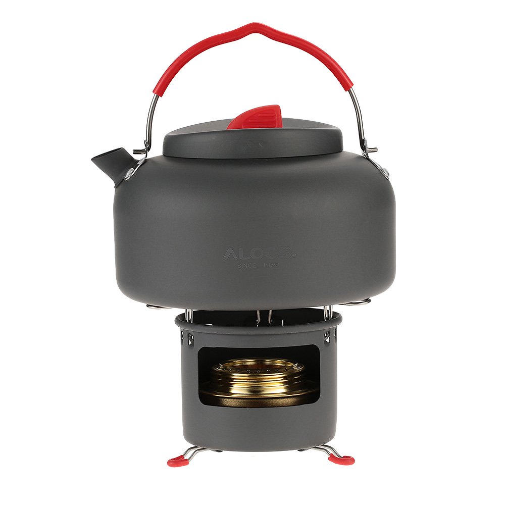 ALOCS Portable Outdoor Camping 1.4L Kettle Alcohol Stove Heater
