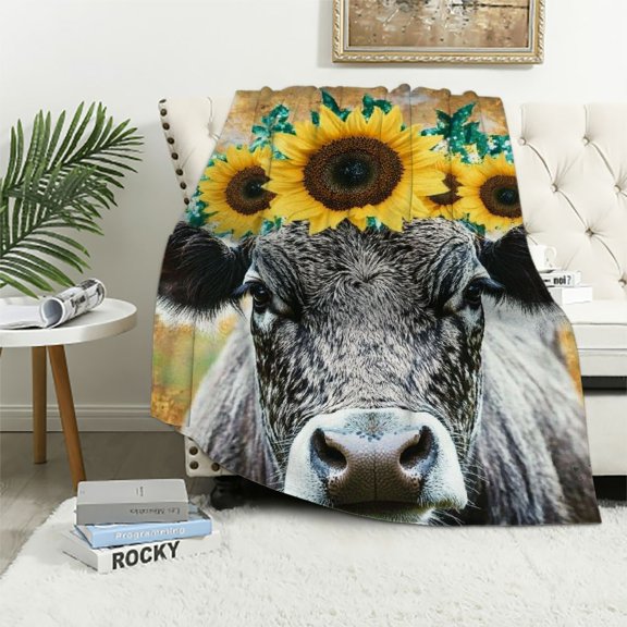SHERONV Highland Cow Blanket, Cute Cow Throw Blanket Gift for Women Girls Highland Cow Lovers,  Soft Fuzzy Flannel Leopard Print Blankets for Crib Couch Sofa Travel 40x50in