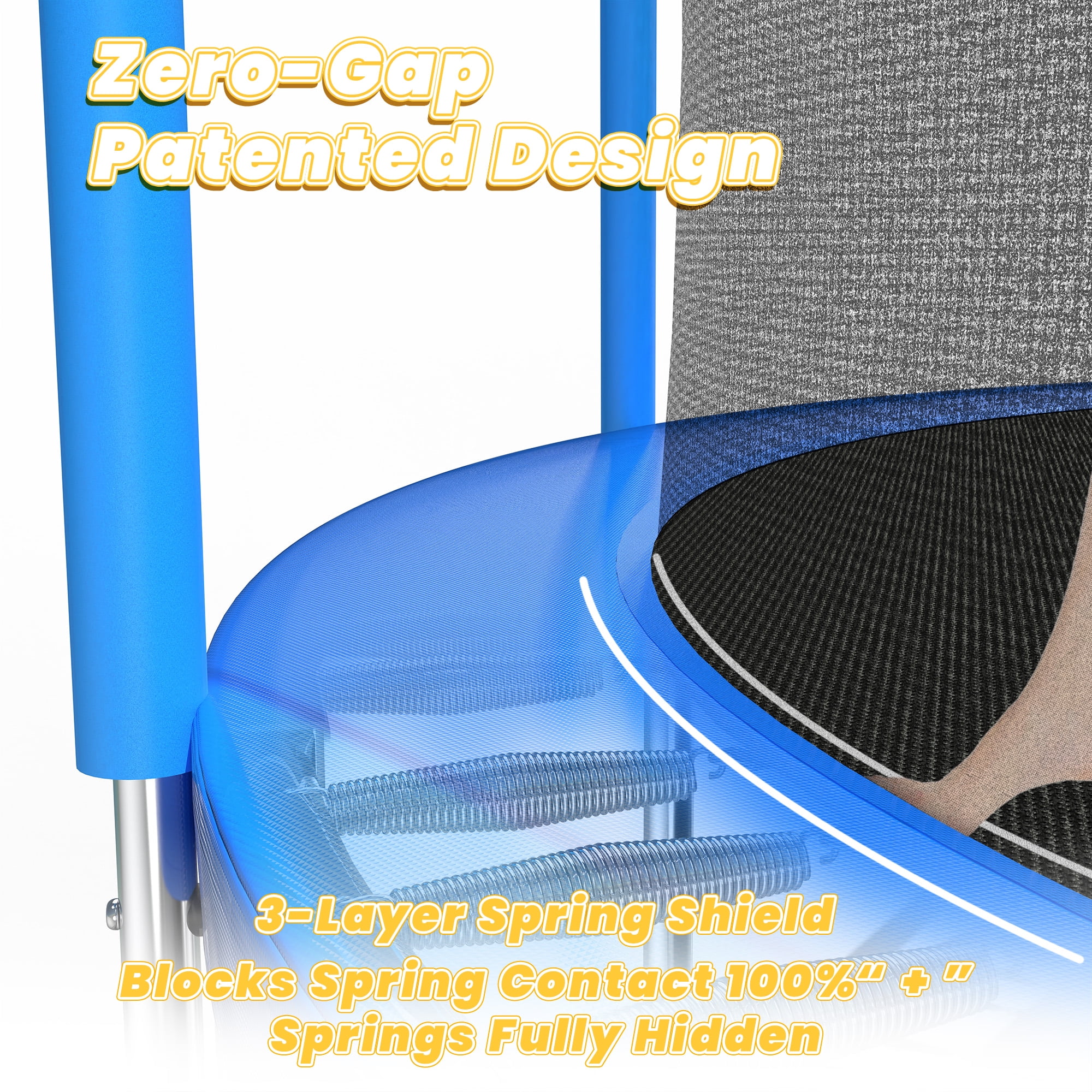 Mersco 10FT Heavy Duty Trampoline with Enclosure Net , Slide , Swing Set Outdoor Big Trampoline for Backyard,Kids Trampoline with Basketball Hoop,Birthday and Holiday Gifts for Kids,Blue