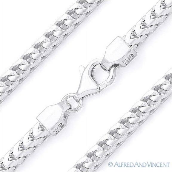 4.2mm Arrow Link Franco Italian Chain Bracelet in Solid .925 Sterling Silver