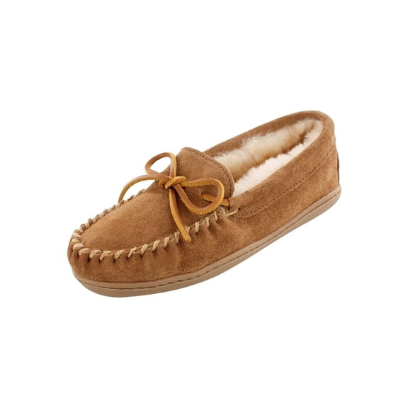 Minnetonka Women’s Sheepskin Hardsole Tan Moccasin 9 W