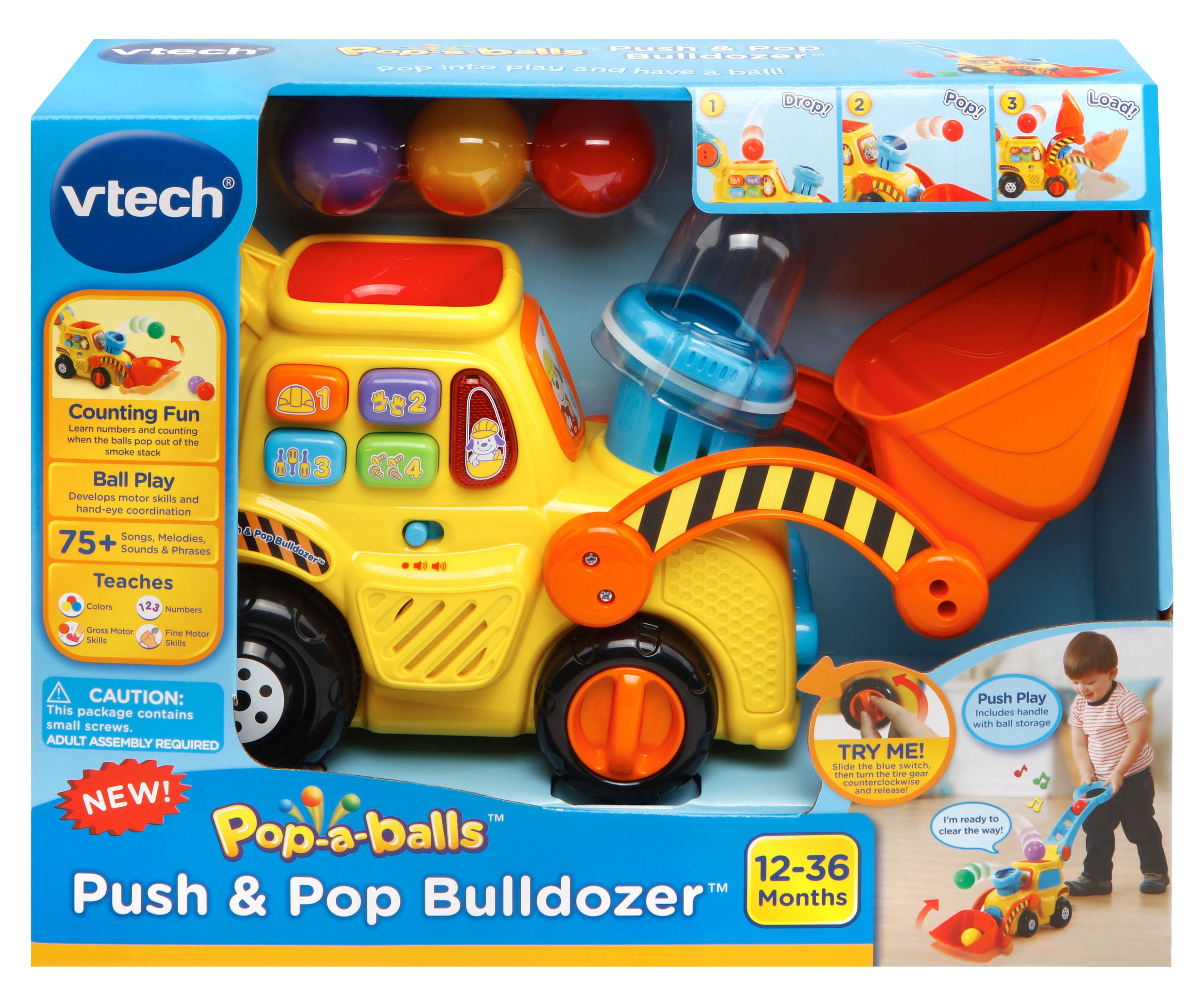 VTech, Pop-a-Balls, Push and Pop Bulldozer, Toddler Learning Toy - image 9 of 12