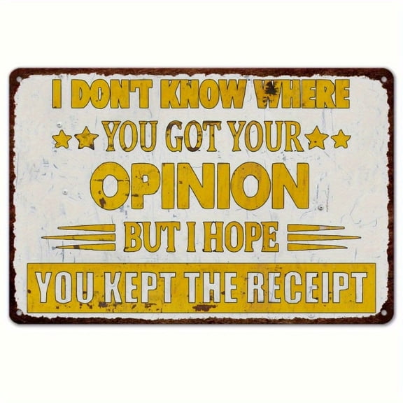 "I Hope You Kept the Receipt" Funny Vintage Metal Sign, 12x8 Inch Horizontal Aluminum Wall Decor Plaque for Man Cave, Garage, Bar, Home Office