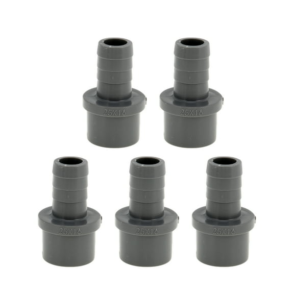Plastic Hose Barb Fitting 1"x0.6" Straight Through Pipe Connector Grey 5 Pcs