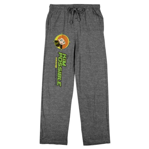 Kim Possible Character Logo Adult Gray Heather Sleep Pajama Pants-XS