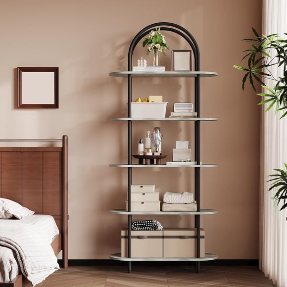 71 - pulgada de altura arched estante: 5 - tier con metal frame, freestanding para exposición rack abiertos estante para dormitorio, sala de estar, y oficina