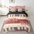 thumbnail image 3 of Feelyou Teens Vintage Abstract Twin Bedding Sets 7-Piece, Fashion Polkadots Stripes Bedding Comforter Set, Bruch Artwork Reversible Sheet Sets, Luxury Bedroom Decor, 3 of 9