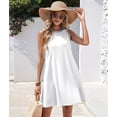 thumbnail image 5 of Summer Dresses for Women Vacation Casual Beach Sundress Sleeveless Tank Crewneck Shift Swing Dress White M, 5 of 10