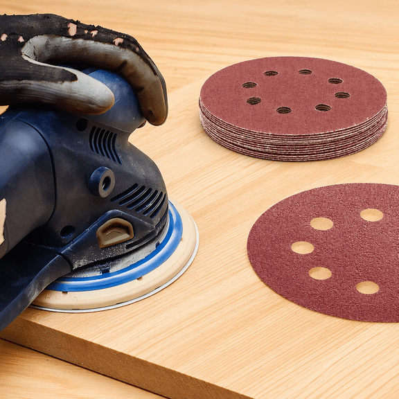 40Pcs 4.9 Inch Hook and Loop Sanding Discs, 8-Hole Round Sandpaper Pads for Random Orbital Sander, Aluminum Oxide Sand Paper for Wood Metal Polishing