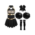 thumbnail image 3 of YEAHDOR Girls Cheerleading Uniform Sleeveless Letters Printed Hollow Back Dress Dancewear B Black&White 12, 3 of 7