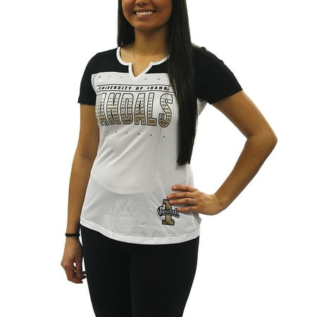 Idaho Signed - Creative Apparel Women's NCAA Idaho Vandals Sporty Text Slot Neck T-Shirt Tee
