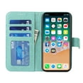thumbnail image 2 of Flower Embossed Wallet Case for iPhone XS Max, Durable PU Leather Flip Folio Case with Card Slots Magnetic Closure Kickstand and Wrist Strap Shockproof Purse Cover for iPhone XS Max(6.5 inch),Green, 2 of 12