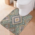 thumbnail image 6 of 2 Piece Bath Mat Set with U-Shaped Toilet Mat and Rectangle Bath Rugs Non Slip Machine Washable Bathroom Mats Intricate Brown Batik Pattern, 6 of 7