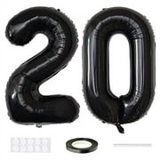 Xihuimay Number 20 Balloons 40 inch Digital Balloon Alphabet 20 Birthday Balloons Digit 20 Helium Balloons Big Balloons for Birthday Party Supplies Wedding Bachelorette Bridal Shower, Black Number 20