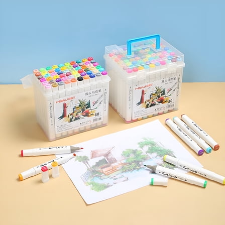 CCOCC Alcohol Based Marker Pens,Dual Head,Multicolor,12 Count