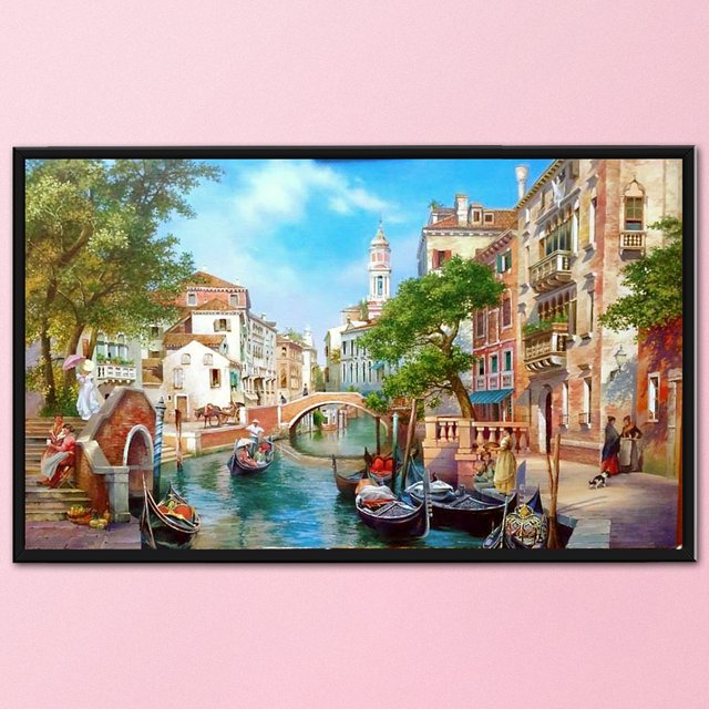 Cuadros Decorativos 11CT 3 Strand Impreso Completo Bordado Venecia Costura DIY Kit de punto de cruz Ndcxsfigh Nuevos Originales