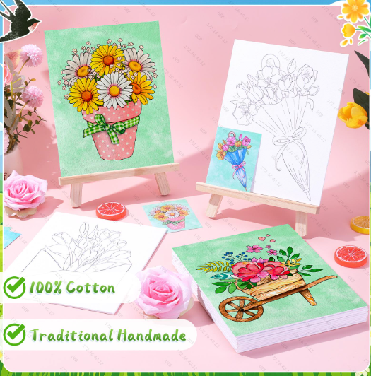 SHegdu 12PCS Pre-Printed Canvas Painting Set, 8x10in Spring Floral Theme Pre-Printed Canvas, with Reference Color Chart, Perfect for DIY Painting and Stress Relief