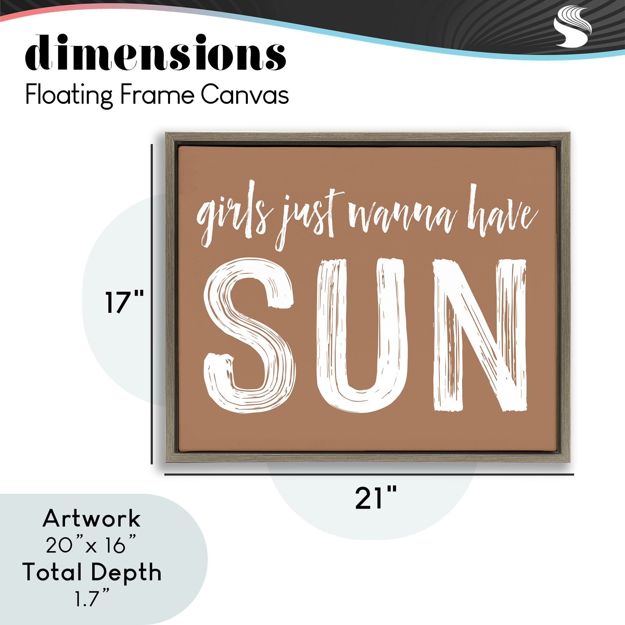 Girls Wanna Have Sun Brown Brown Framed Floater Canvas Wall Art, design by Lettered and Lined