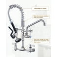 thumbnail image 2 of WOWOW 21 in. Wall Mount Triple Handle Pull Down Sprayer Kitchen Faucet with Pre-Rinse Sprayer with Advanced Spray in Brushed Nickel, 2 of 6