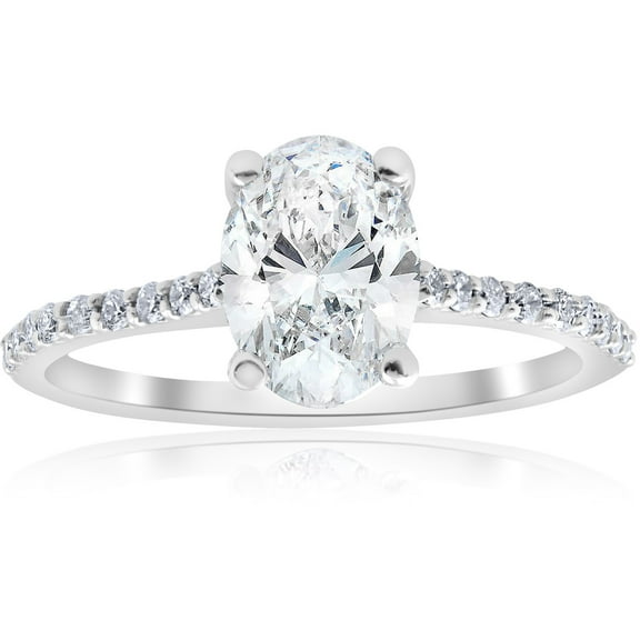 Pompeii 1.20Ct Oval Diamond Engagement Ring with Side Stones 14k White Gold lab Grown