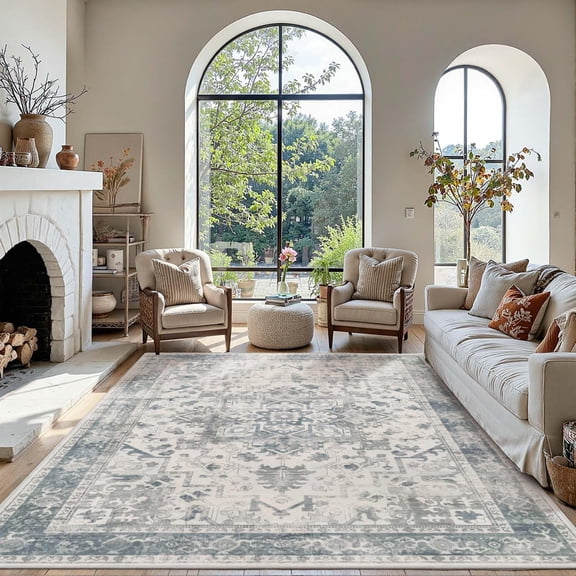 Sxpopstore Rugxara Area Rugs with 5x7, Washable Rugs for Living Blue Grey