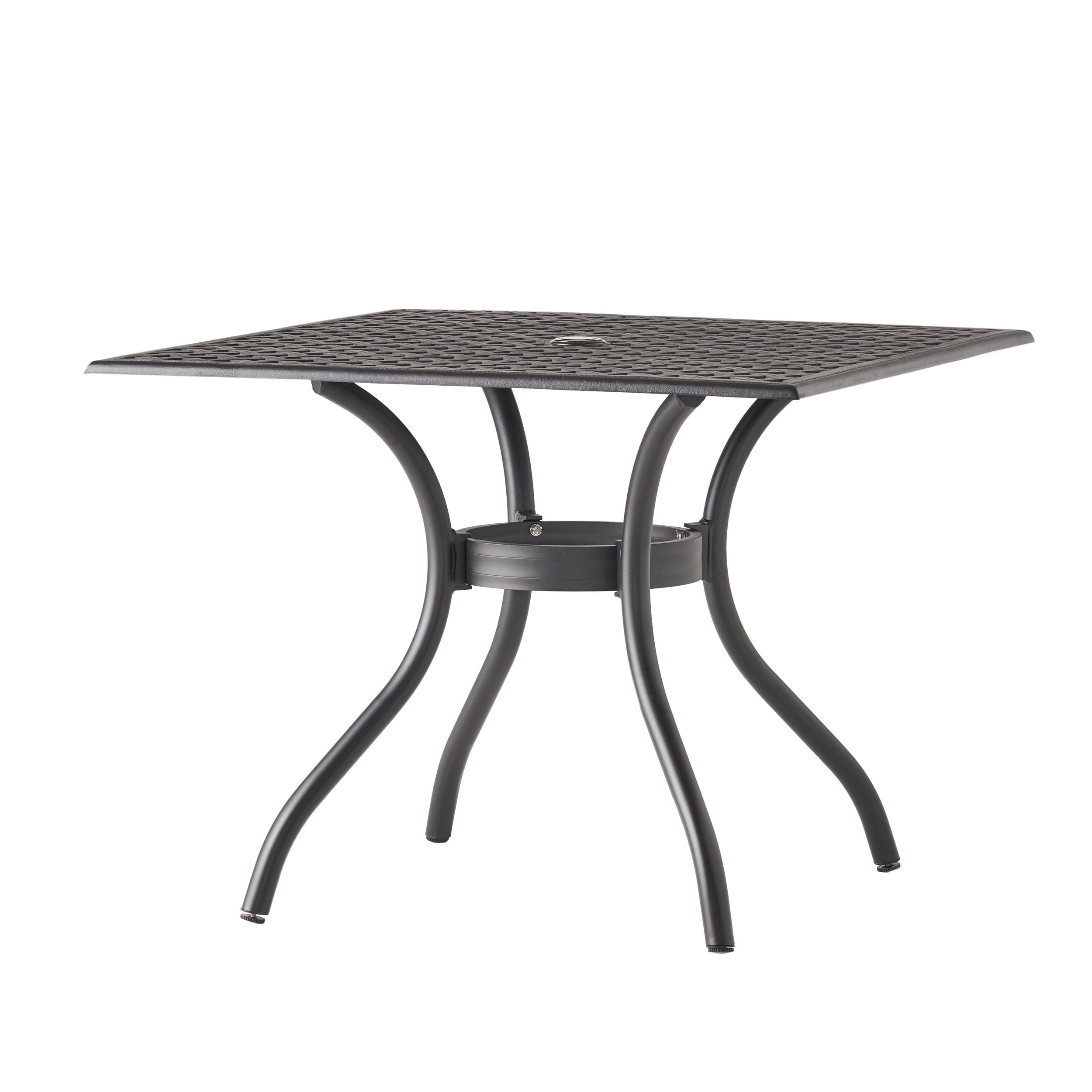 Outdoor Cast Aluminum Square Dining Table 39 Inch, Stable Leisure Desktop for Patio Garden, Black Sand