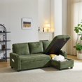 thumbnail image 5 of Ktaxon Convertible Sectional Sofa Bed, L‑Shaped Sleeper Couch with Storage Chaise, USB Port & Cup Holders, for Living Room Apartment Small Space Corduroy, Green, 5 of 7
