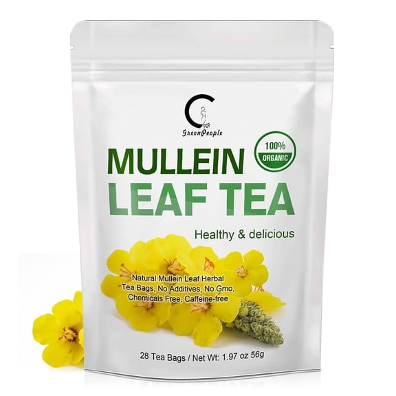 Mullein Leaf Tea for Lungs Cleanse and Immune Support, Natural, Caffeine Free, 28 Tea Bags