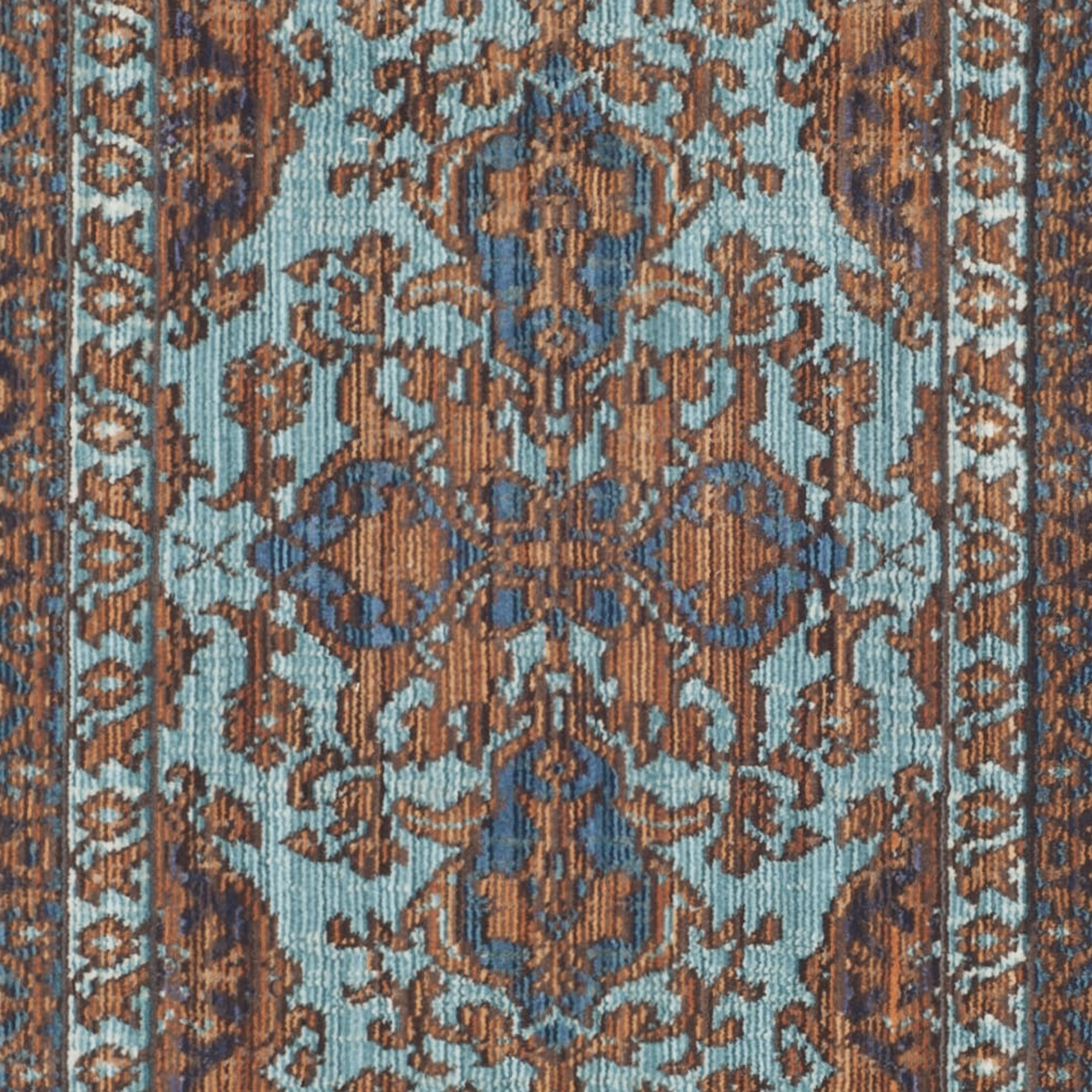 SAFAVIEH Valencia Jerrald Traditional Polyester Runner Rug, Blue/Gold, 2'3" x 12'