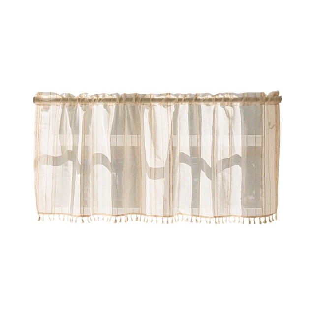 Ohufall Valance Curtains For Kitchen Window Light Blocking Short Rod Pocket Panels For Small Window Bathroom Basement blackout curtains