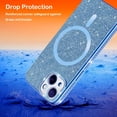 thumbnail image 2 of for iPhone 15 Glitter Case with Camera Lens Protector, Slim TPU Clear Magnetic Case with Magsafe Shiny Rhinestone Bling Sparkly Diamond Cover for iPhone 15 CZ Blue, 2 of 12
