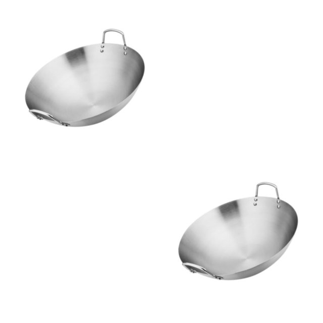 Sonducket Steel Saute Pan Double Handle Utensils Portable Thickened for Household BBQ Type1 NO1