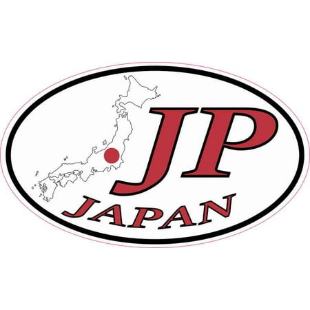 5in x 3in Oval JP Japan Sticker Vinyl Travel Luggage Decal Car