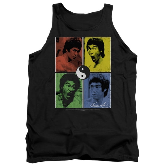 Bruce Lee Enter Color Block Adult Tank Top Black