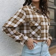 thumbnail image 6 of Aboser Womens Cropped Plaid Shirts Long Sleeve Flannel Jackets Casual Button Down Shirt Blouse Trendy Tartan Shacket Crop Coat, 6 of 8