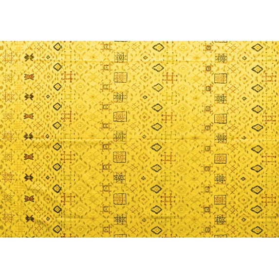 Ahgly Company Indoor Rectangle Solid Yellow Modern Area Rugs, 7' x 9'