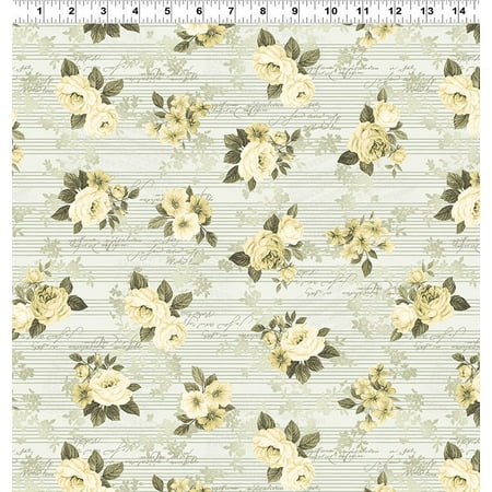 Clothworks Cotton - Clothworks - Love Song - Light Cream - Cotton Fabric