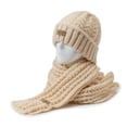 thumbnail image 4 of YAOBAMM Unisex Winter Hat Scarf Set 2Pcs Set Unisex Winter Solid Color Hat Scarf Set Thickened Warm Long Scarf Beanie Set, 4 of 6
