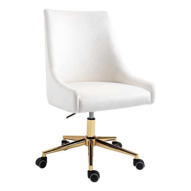 Pemberly Row Chaise de Bureau Pivotante Réglable en Velours Crème et Or