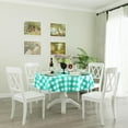 thumbnail image 6 of Round Waterproof Vinyl Table Cloth, Buffalo Flannel Backed Tablecloth, Wipeable Plastic Table Cover for Dinner, Kitchen, Picnic (60", Green and White), 6 of 6